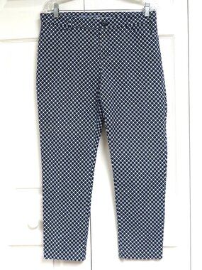 Khakis by GAP 8R Slim City Ankle Pants Blue & White Geometric